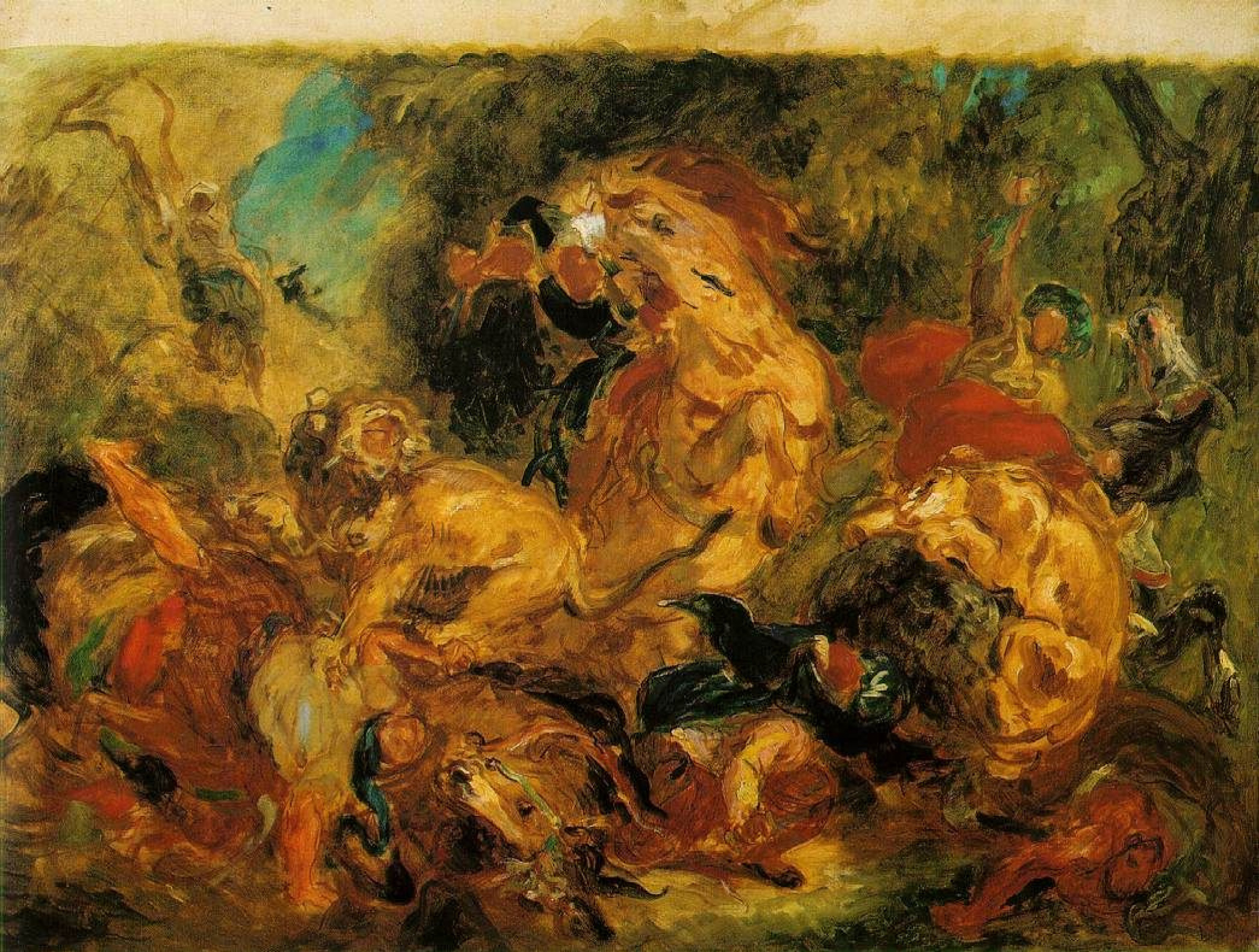 Eugene Delacroix La caza del león (Sketch), 1854, 117×90 cm