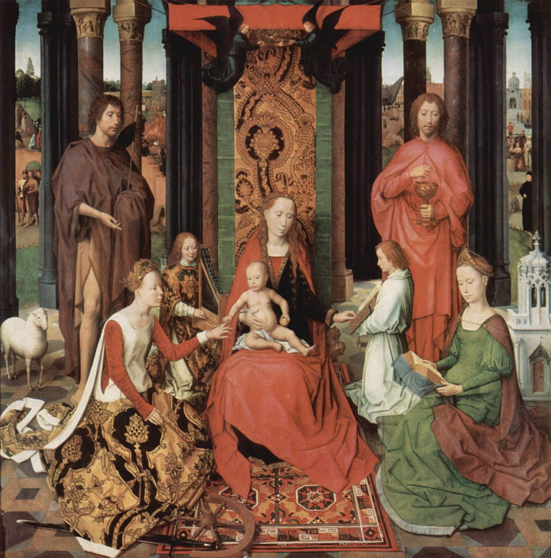 Hans Memling. The mystical betrothal of St. Catherine. The altar of the two Johns. The Central part