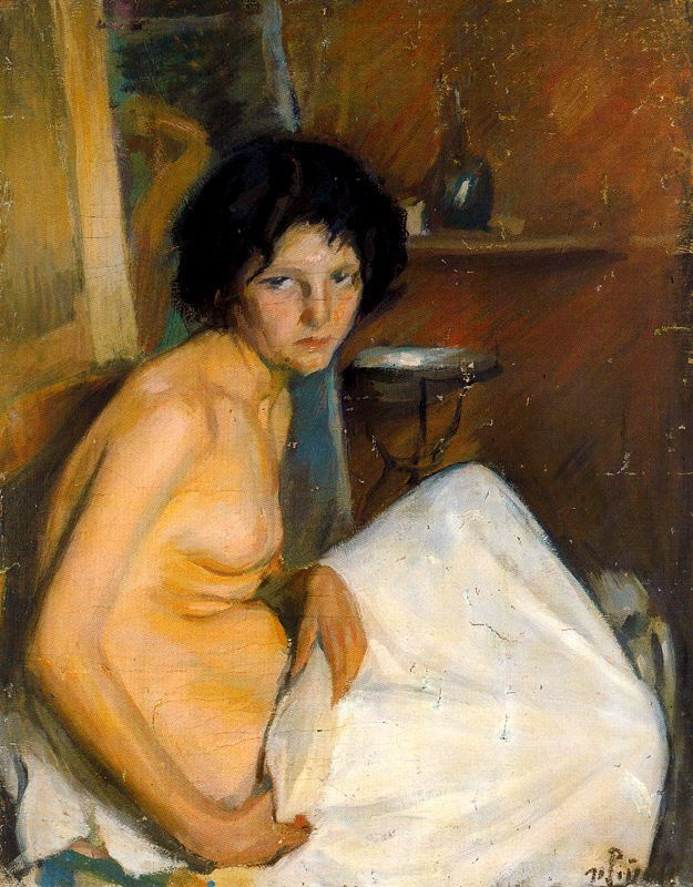 Nikanor Pinol. Half-naked woman in a sheet