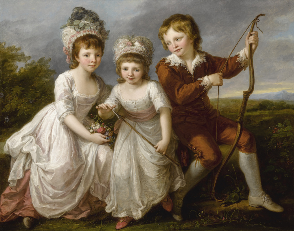 Angelika Kaufman. PORTRAIT OF THREE CHILDREN, ALMOST CERTAINLY LADY GEORGIANA SPENCER, LATER DUCHESS OF DEVONSHIRE, LADY HENRIETTA SPENCER AND GEORGE VISCOUNT ALTHORP