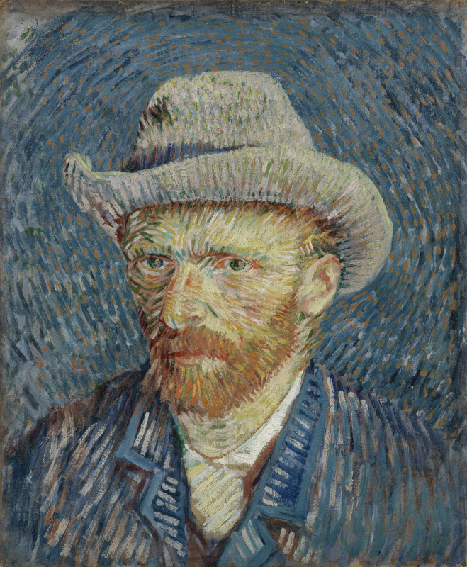 Vincent van Gogh. Self-portrait in a gray felt hat