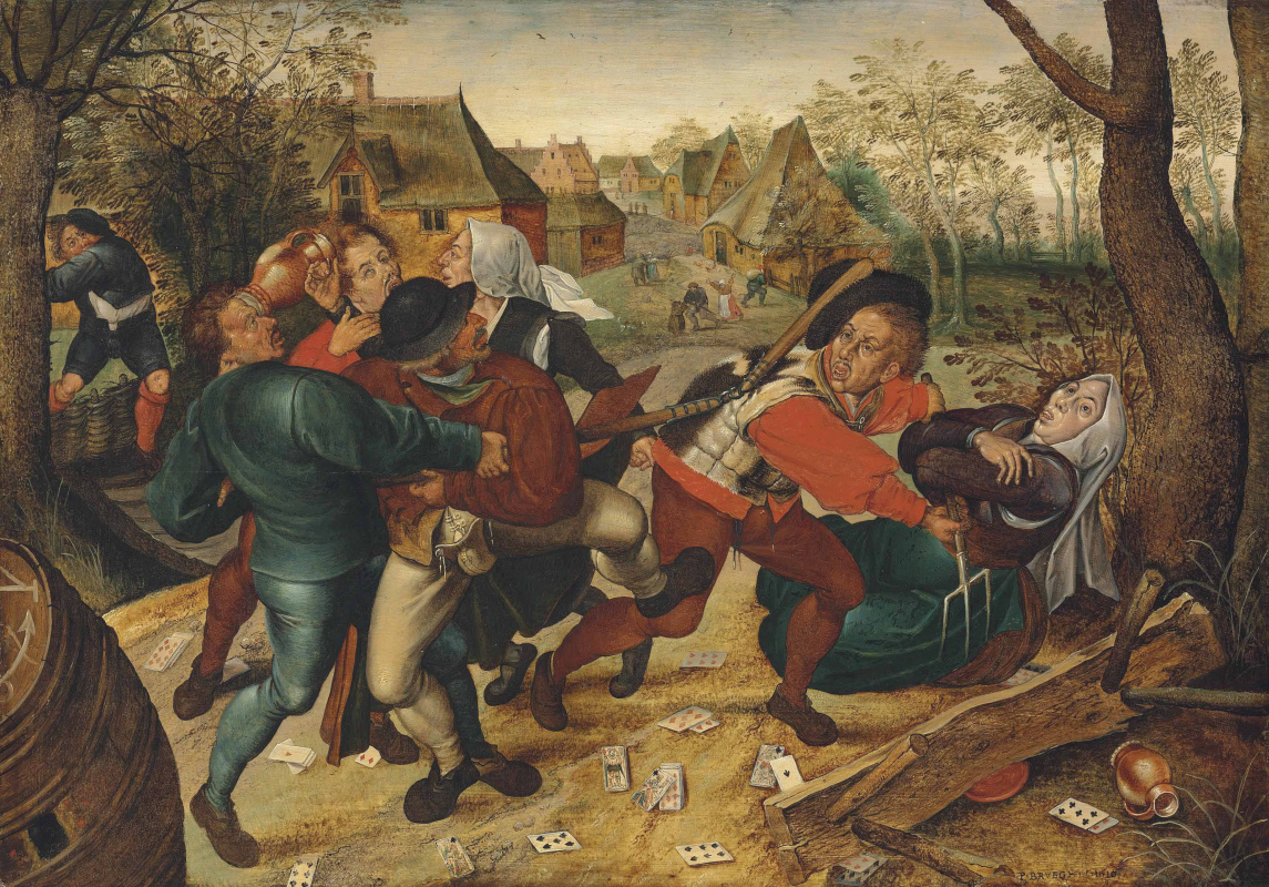 Peter Brueghel the Younger. Fight the peasants playing cards