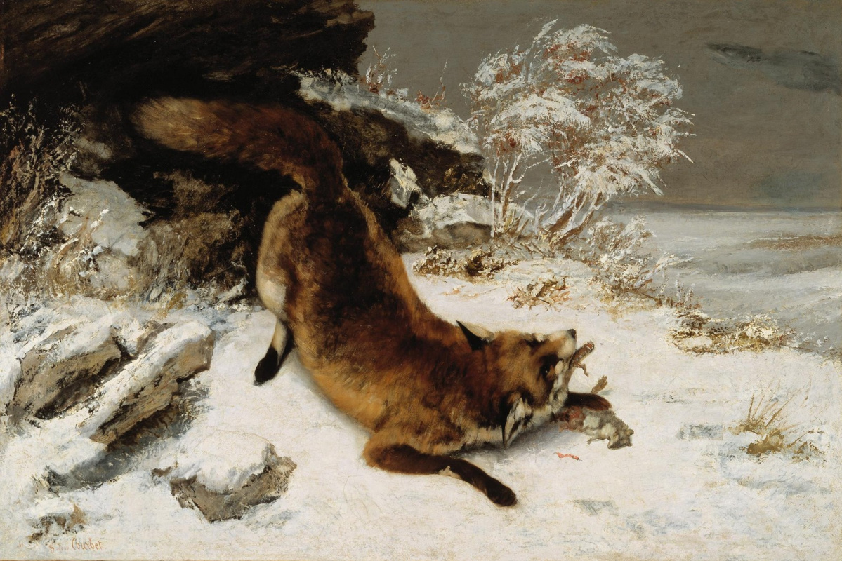 Gustave Courbet. Zorro en la nieve