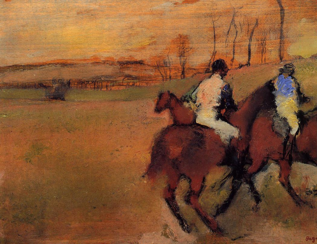 Edgar Degas. Jockeys and horses