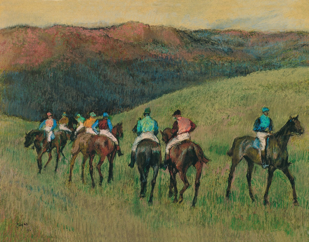 Edgar Degas. Jockeys in training