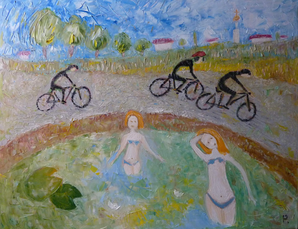 Святослав Святослав Рябкін Рябкін. Cyclists and bathers Велогонщики и купальщицы