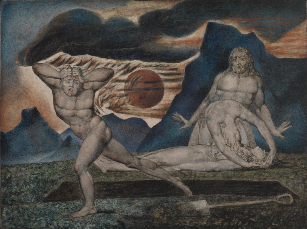 William Blake. Adam and eve find the body of Abel