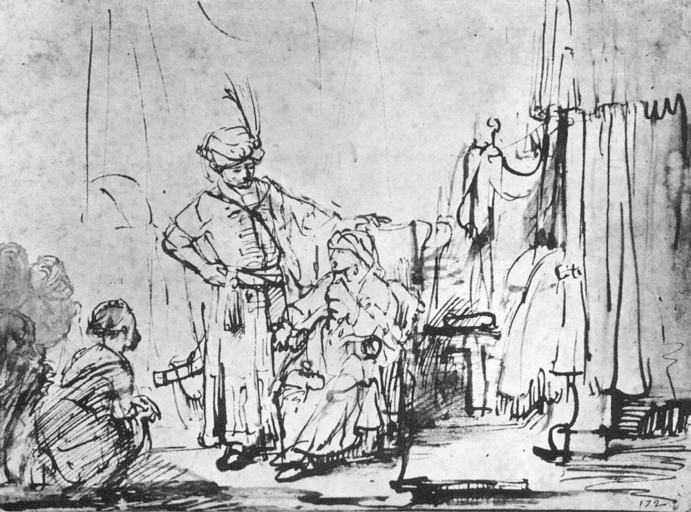 Рембрандт Харменс ван Рейн. Жена Потифара клевещет на Иосифа