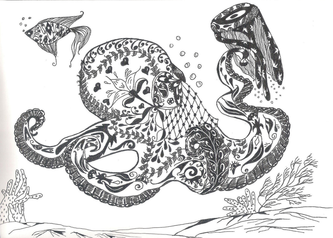 Nikolai Nikolaevich Olar. Series of stylized drawings: "Underwater fantasy" (17)