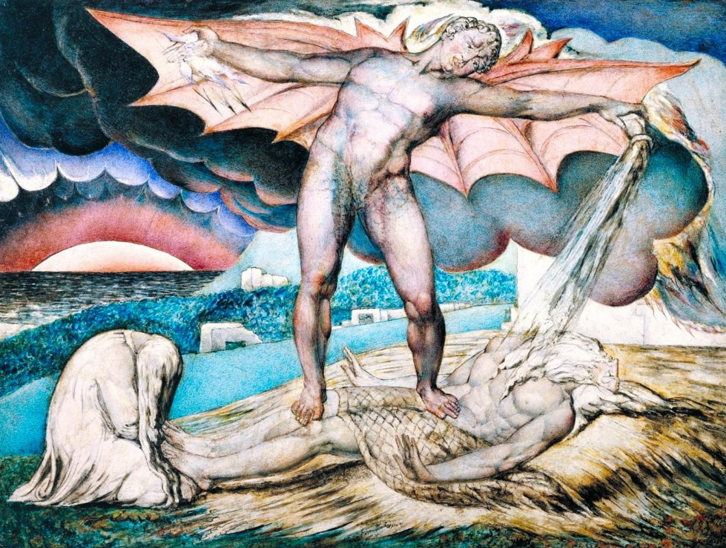 William Blake. Satan strikes job with sore