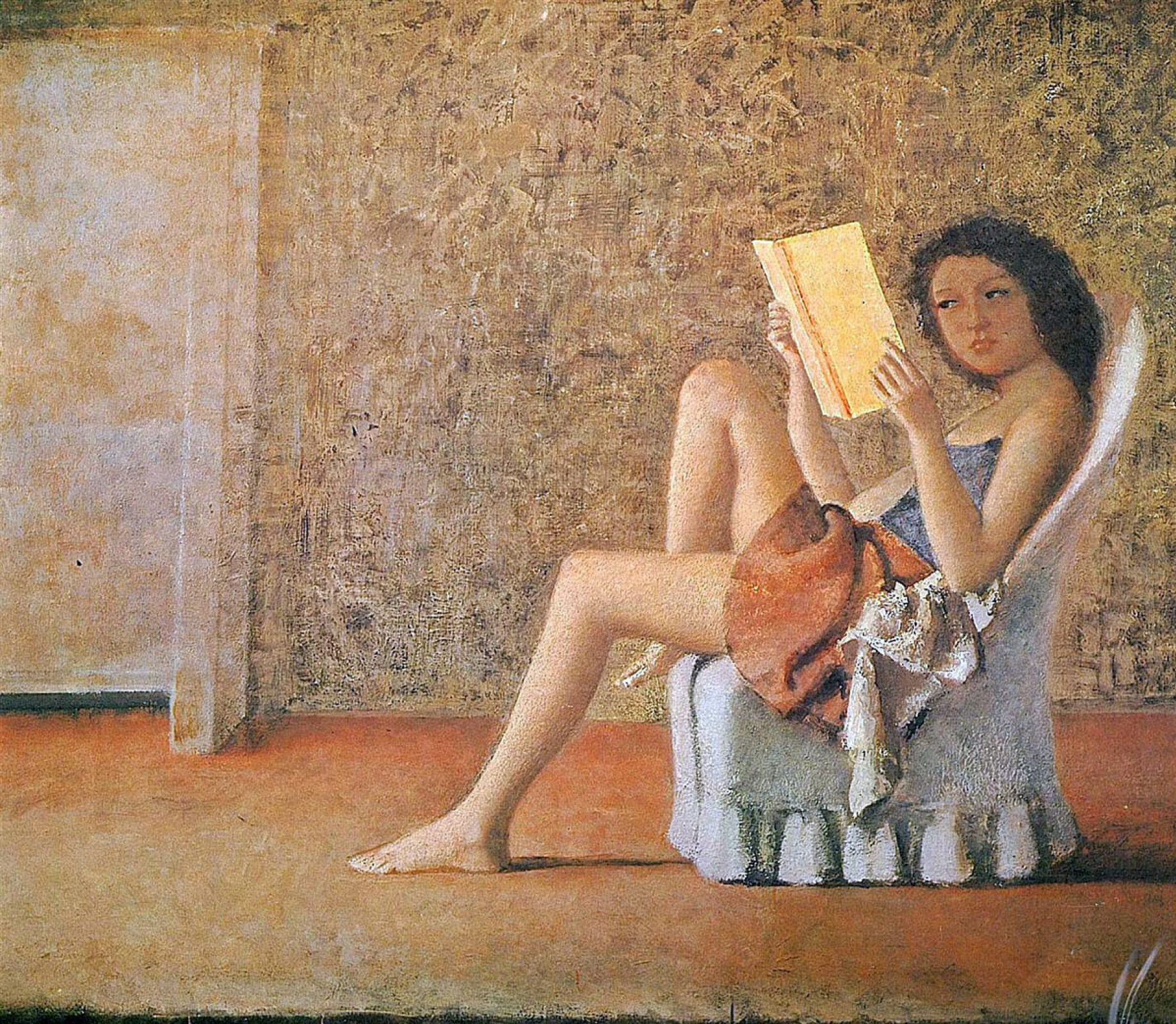 Balthus (Balthasar Klossovsky de Rola) Katya reads, 1974, 210×180 cm:  Description of the artwork | Arthive