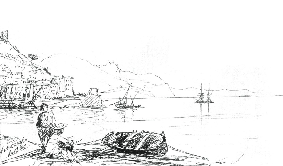 Ivan Aivazovsky. Bay of Amalfi, in 1842. Sketch