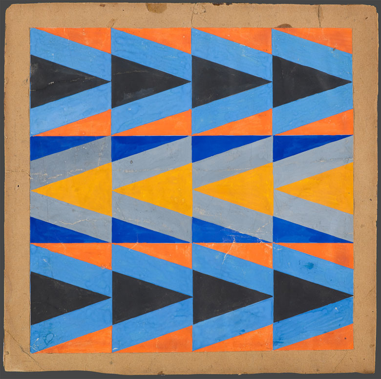 Love Sergeevna Popova. Sketch of fabric with a pattern of colored triangles