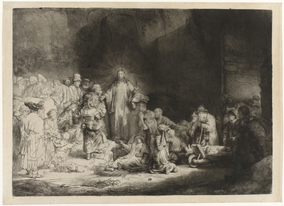 Rembrandt Harmenszoon van Rijn. Christ guérissant les malades (la feuille sur les cent florins)