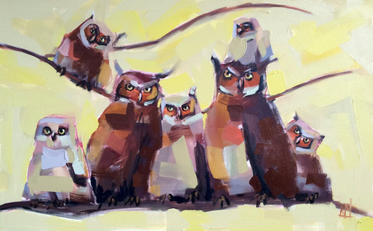 Angela Moulton. A family of owls