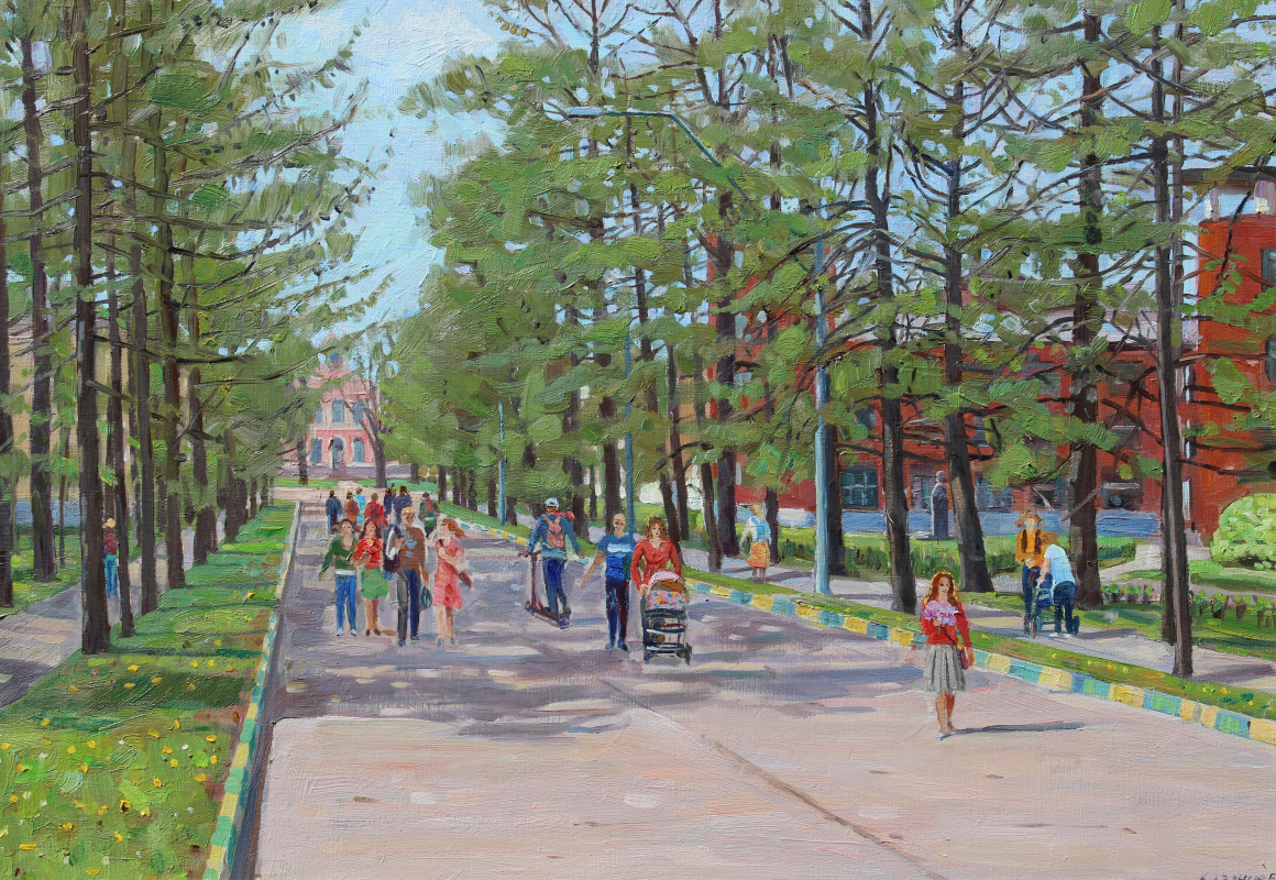 Eugene Alexandrovich Kazantsev. Listvinichnaya alley. Spring in Timiryazevka.