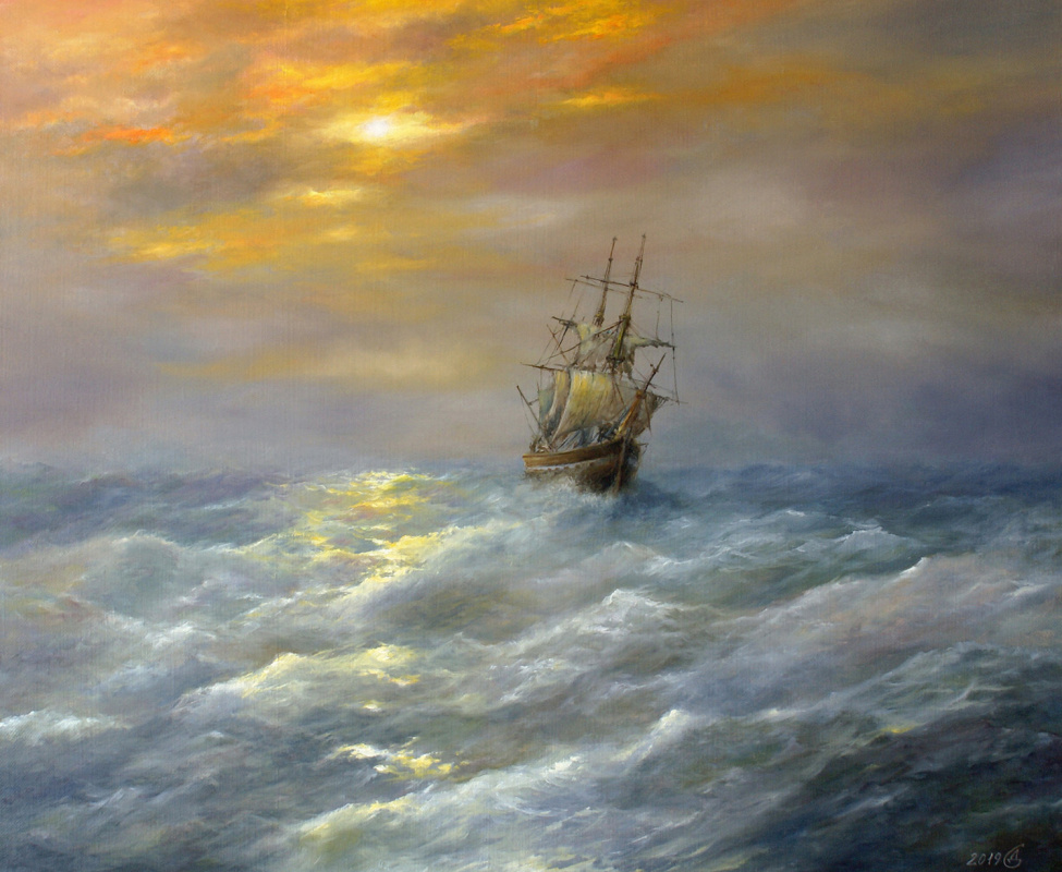 Сергей Владимирович Дорофеев. Sailboat in the sea