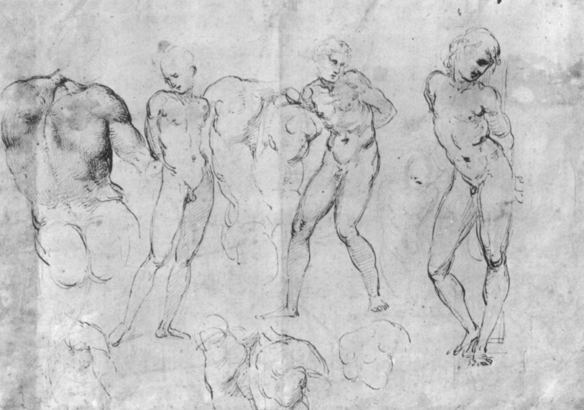 Raphael Sanzio. The sketches of Nude figures