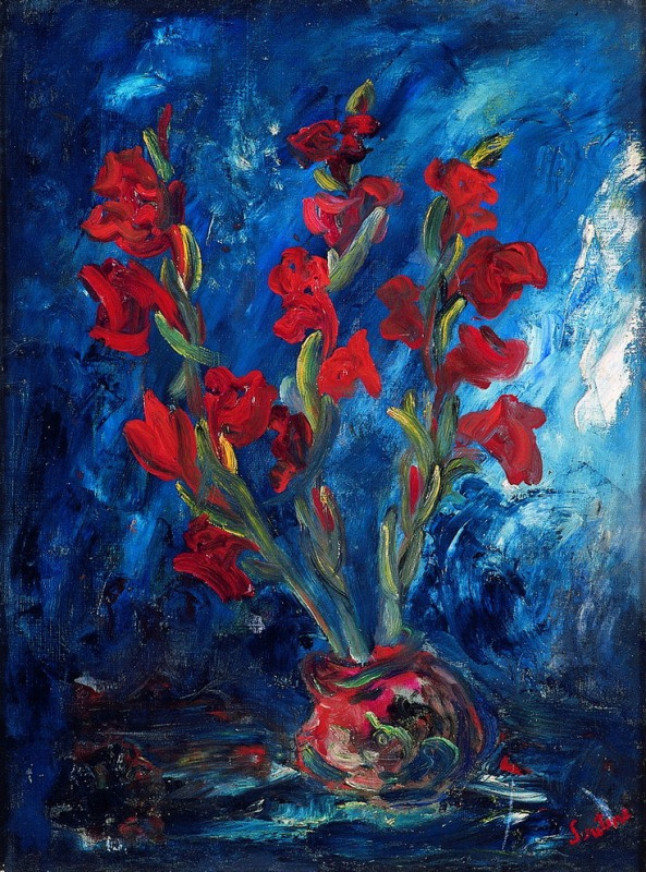 Chaim Soutine. Bouquet de gladiolos rojos.