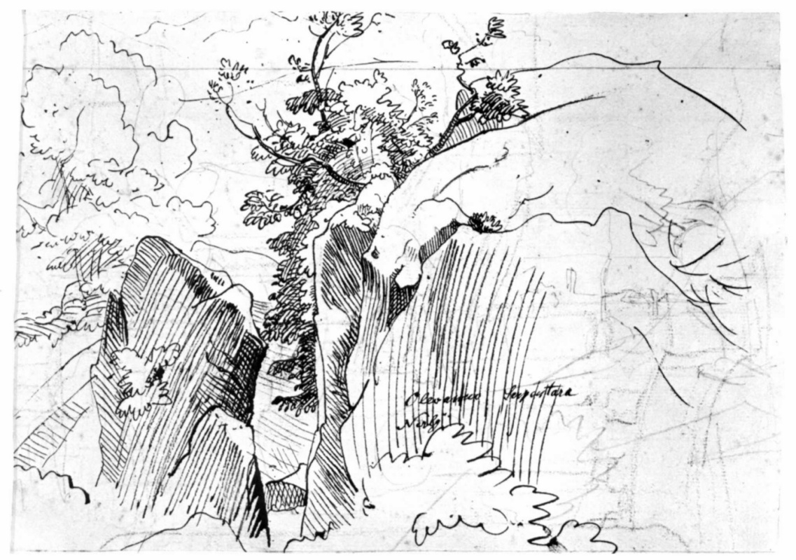 Фридрих Нерли. Тропинка в скалах близ Олевано