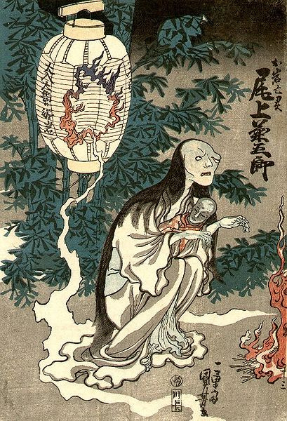 Utagawa Kuniyoshi. Oiwa. A fragment of a scene from "Ghost Oivi"