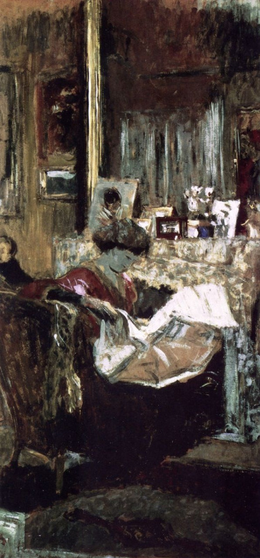 Jean Edouard Vuillard. Madame Hessel with a newspaper by the fireplace