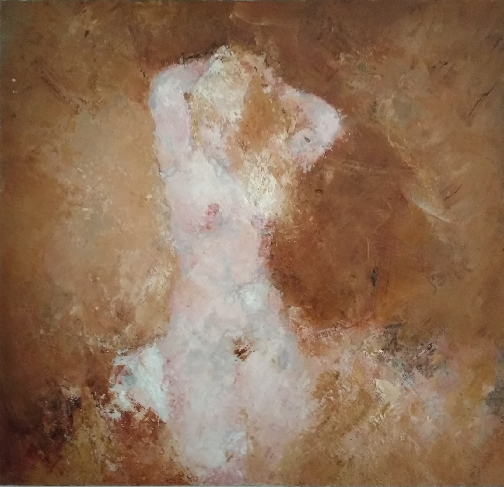 Nude on a brown background, 1990, 67×64 cm by Unknown artist: History,  Analysis & Facts | Arthive