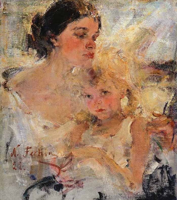 Nicolai Fechin. Mrs Fechin with her daughter.