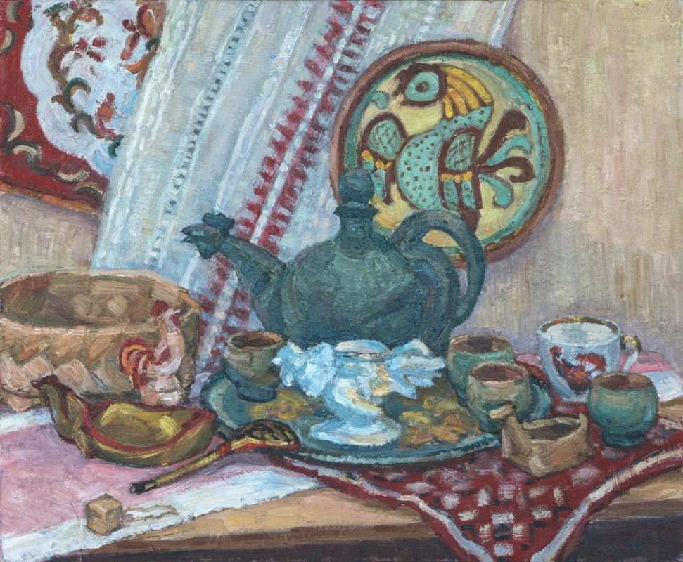 Vera Alekseevna Emelyanova. Still life with roosters