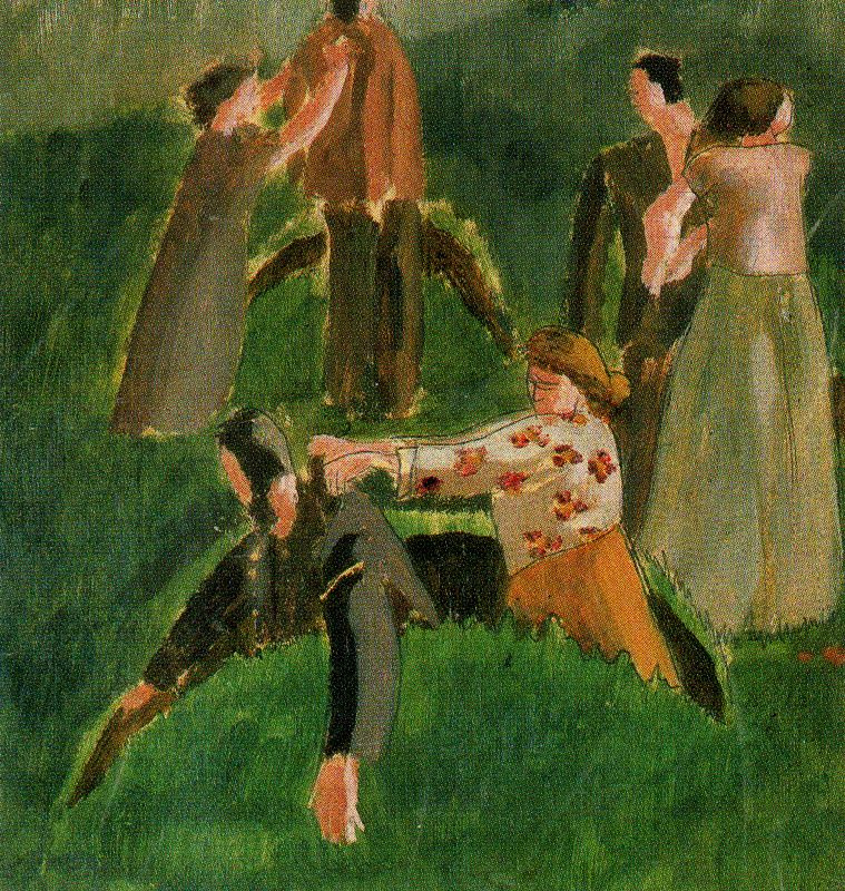 Stanley Spencer. People on the lawn