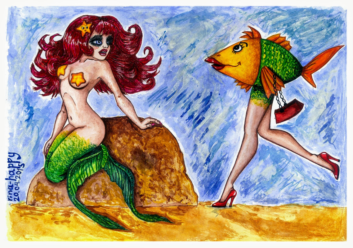 Ирина Владимировна Хазэ. Picture "Mermaid vs. Fish"