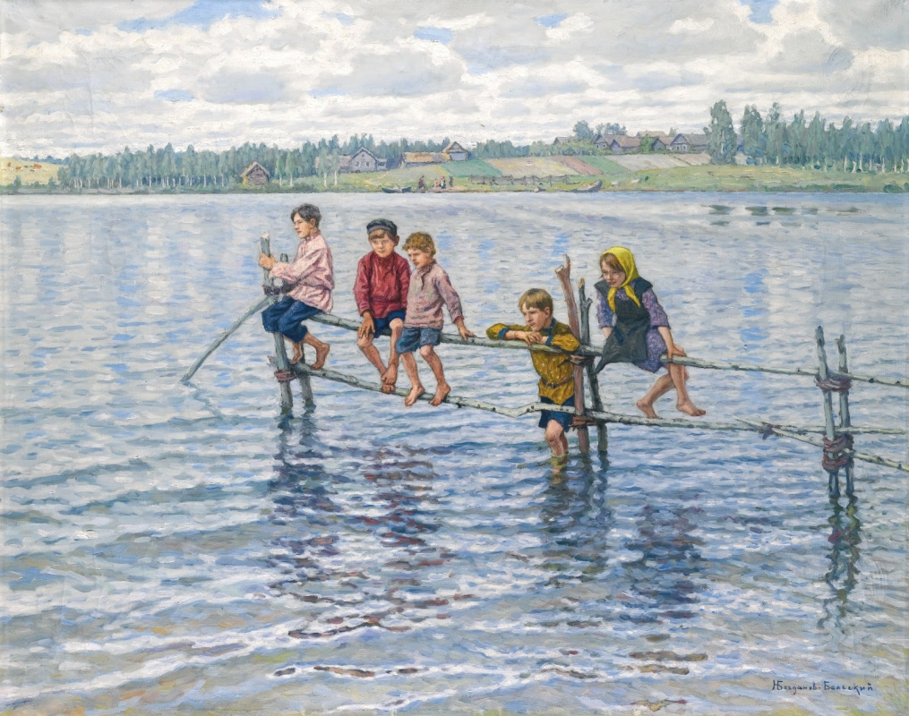 Nikolay Petrovich Bogdanov-Belsky. Children at the lake Latgalii