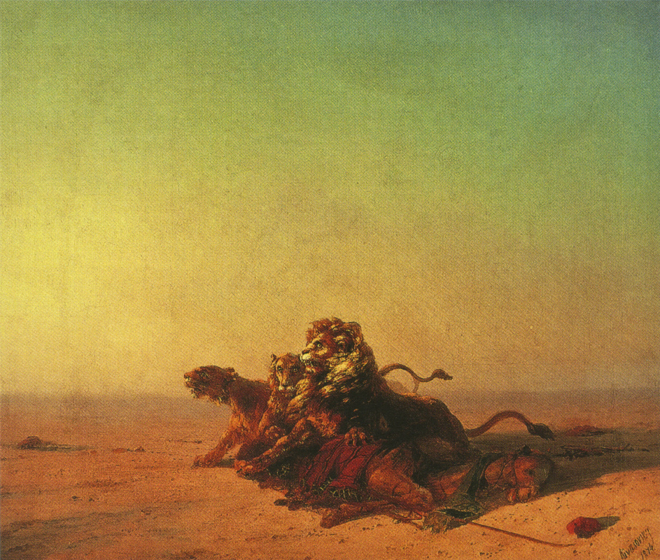 Ivan Aivazovsky. Lions in the desert