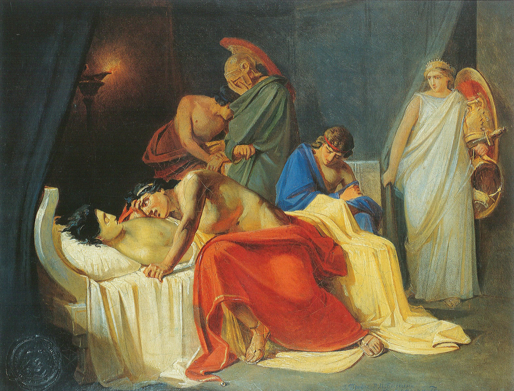 Nikolai Nikolaevich Ge. Achilles mourns Patroclus. Sketch of the same picture