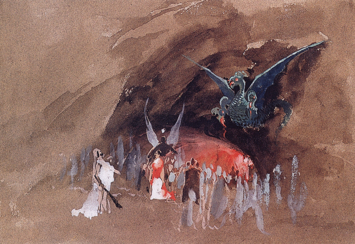 Andrei Petrovich Ryabushkin. At the dragon cave. 1880s Sketch