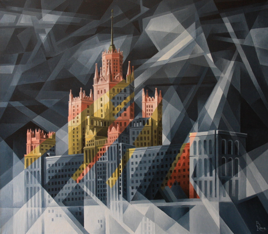 Vasily Krotkov. Elm city. Post-cubo-futurism