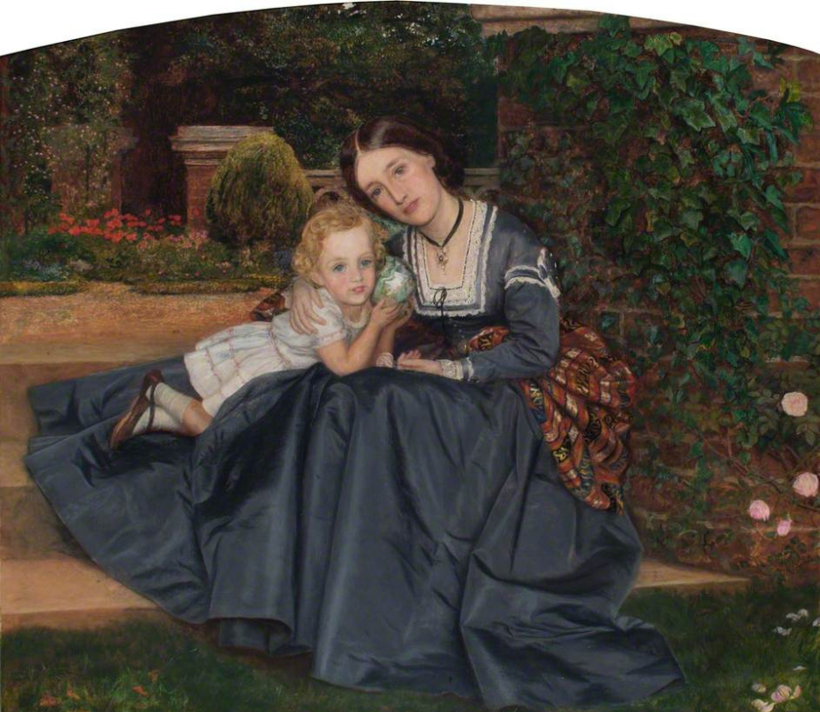 Артур Хьюз. Мать с ребенком в саду