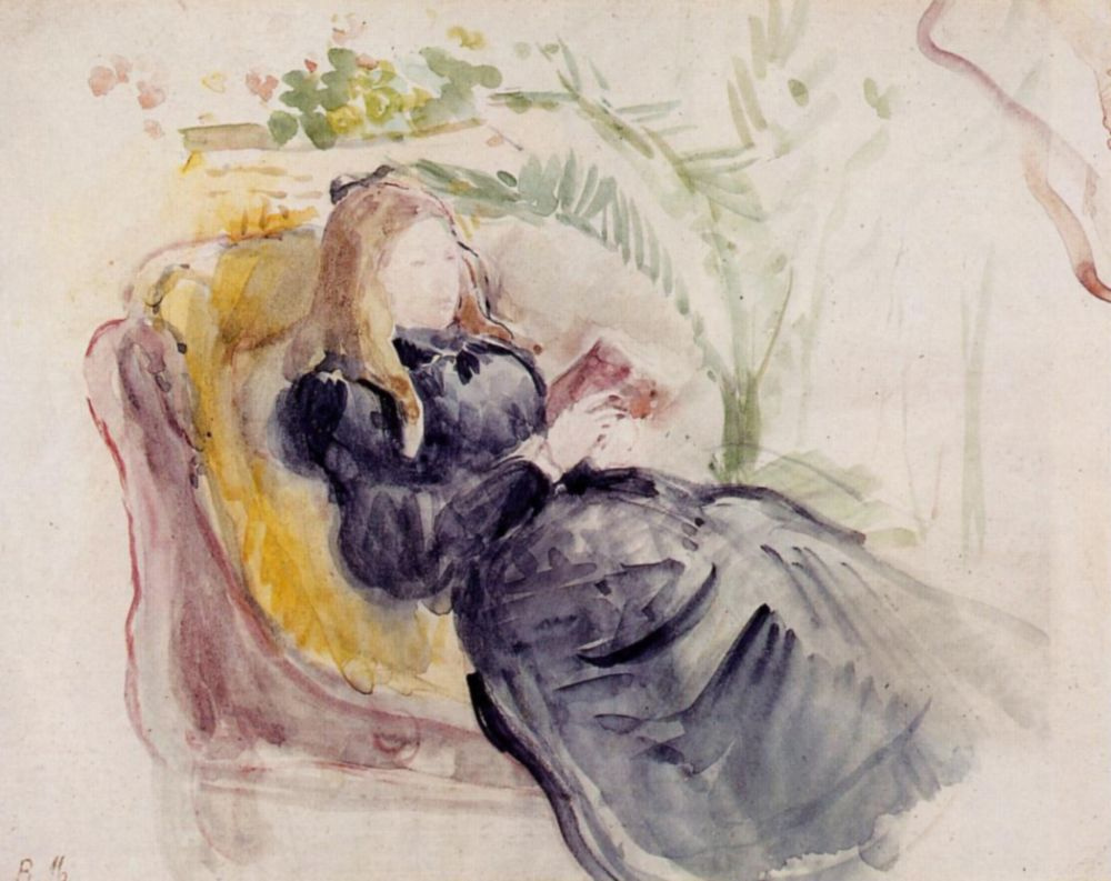 Berthe Morisot. Julie Manet reading in a chaise hall