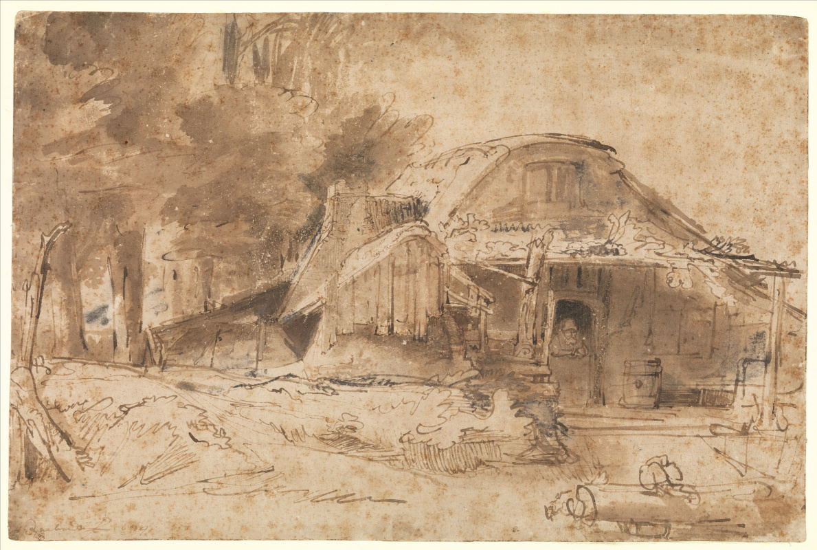 Rembrandt Harmenszoon van Rijn. Cottage near the Entrance to a Wood