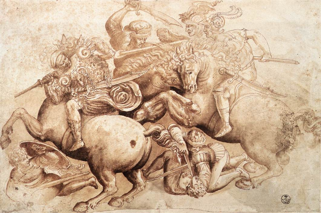 Leonardo da Vinci. Battle of Anghiari (sketch)