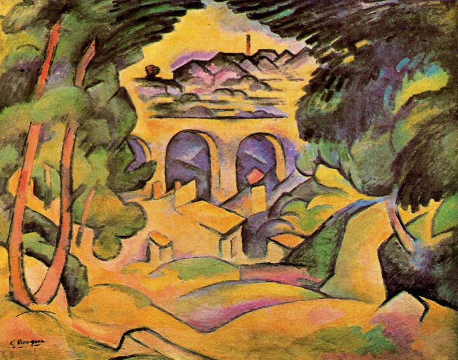 Жорж Брак - Виадук близ Эстака, 1908, 80×65 см: Опис твору | Артхів