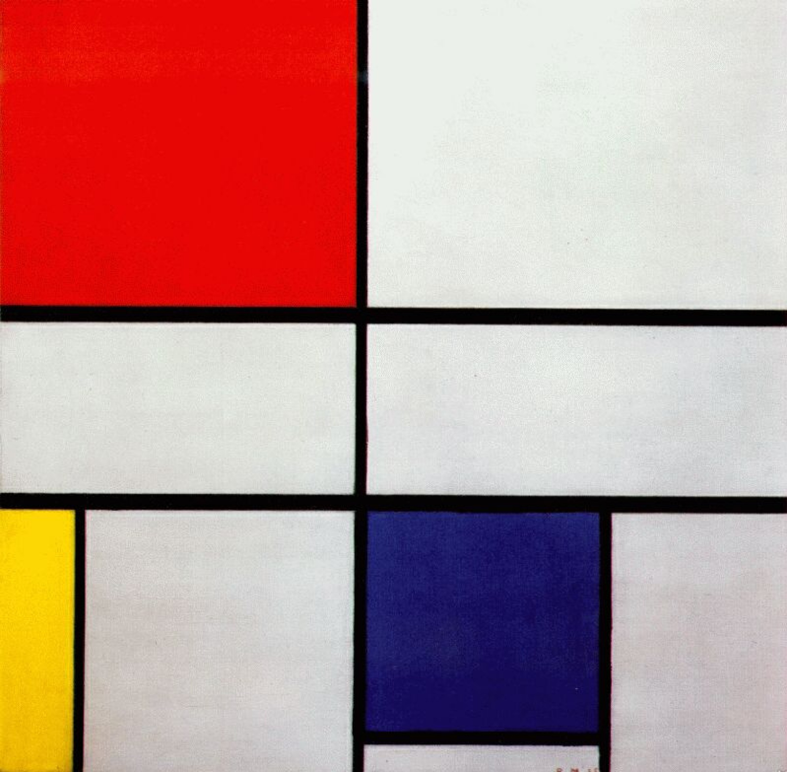 Complete Mondrian　Piet Mondrian Composition No. 3 with red, yellow and blue, 1935, 56×52 cm by
