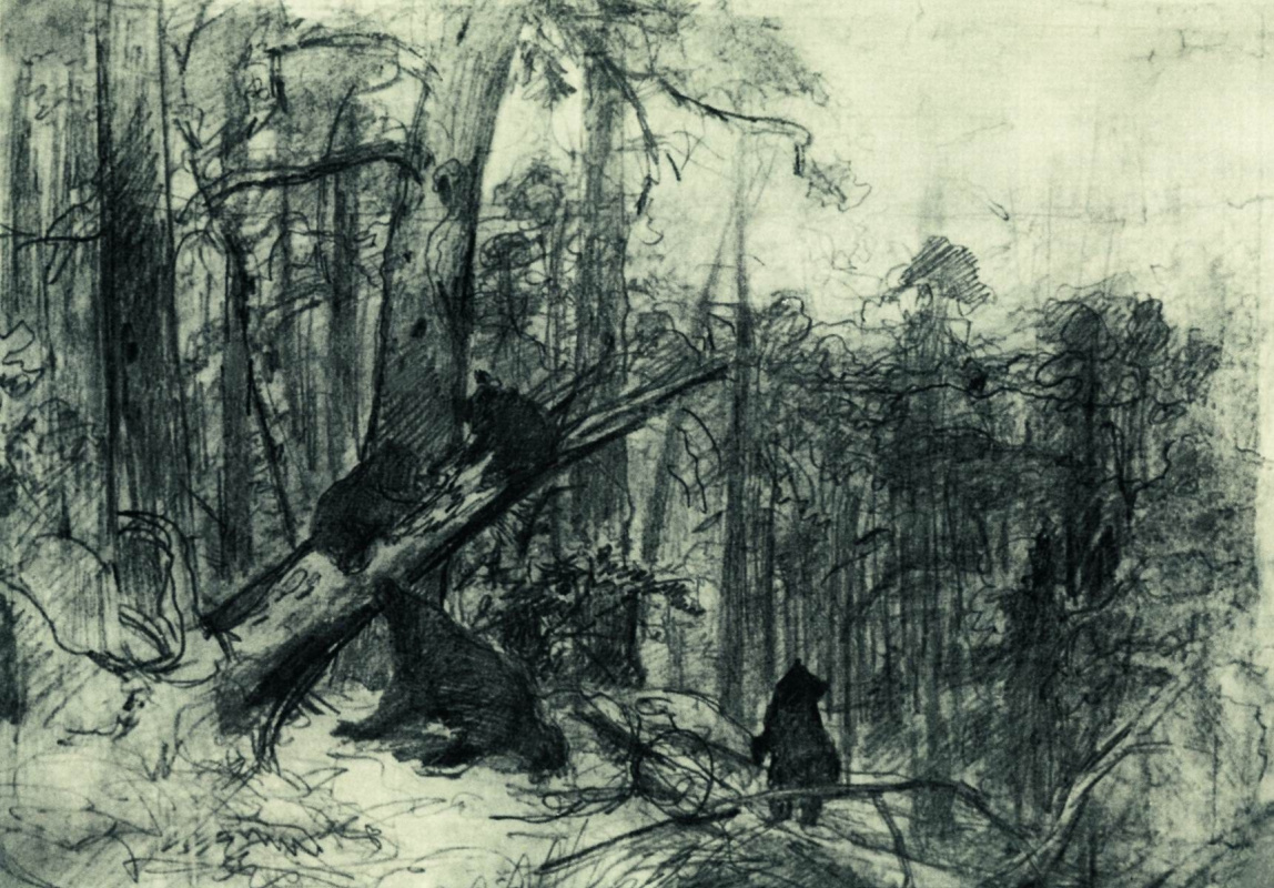 Ivan Shishkin. Morning in a pine forest. Sketch