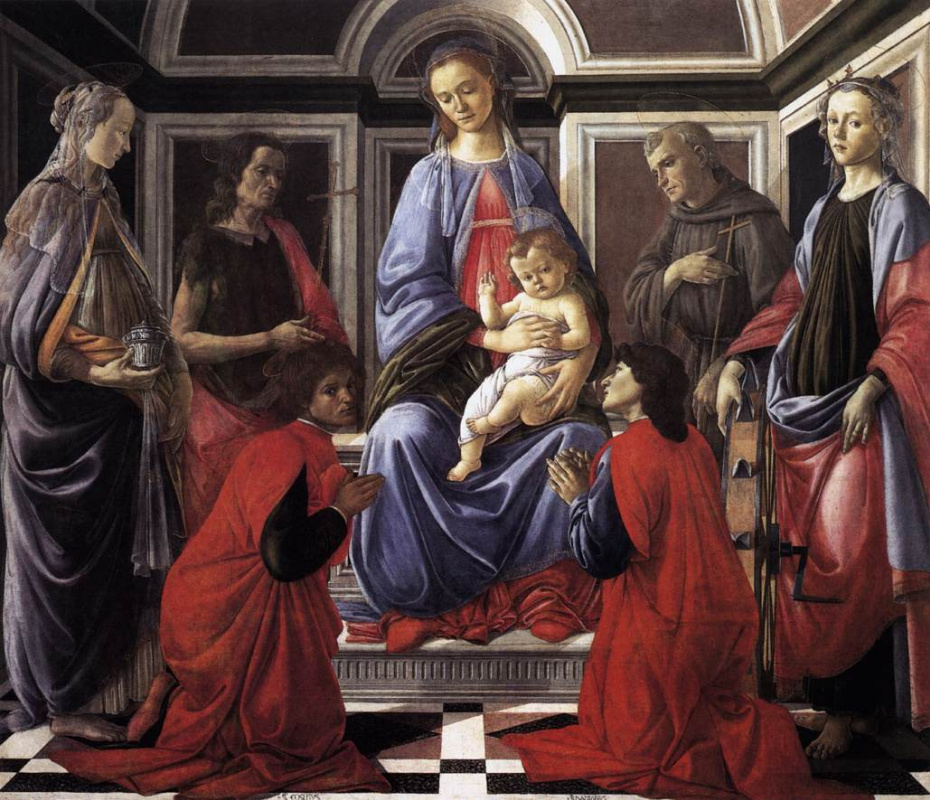 Sandro Botticelli. Madonna enthroned with the saints