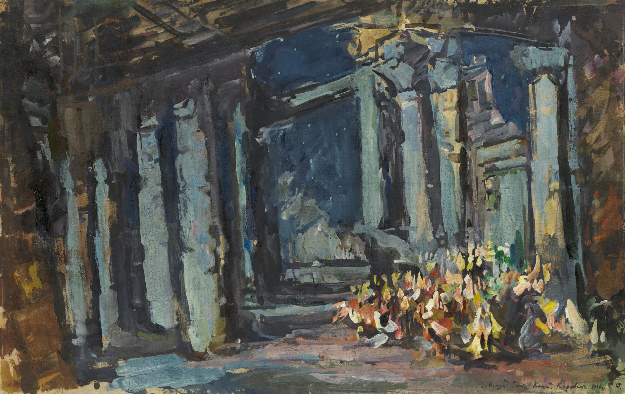 Konstantin Korovin. Cleopatra Palace, Egyptian Hall. Sketch of scenery for the opera-ballet to them. Rimsky-Korsakov's "Mlada"