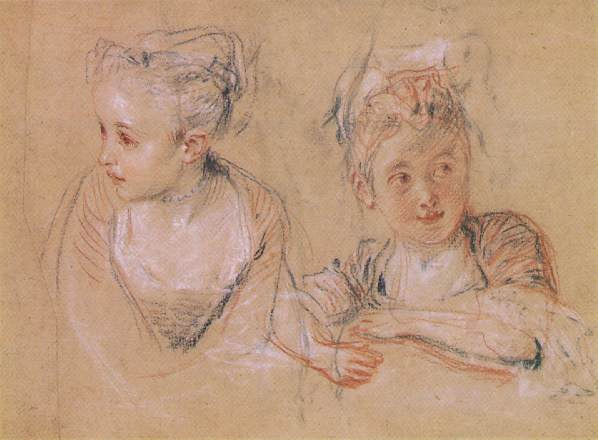 Antoine Watteau. Two sketches of a little girl