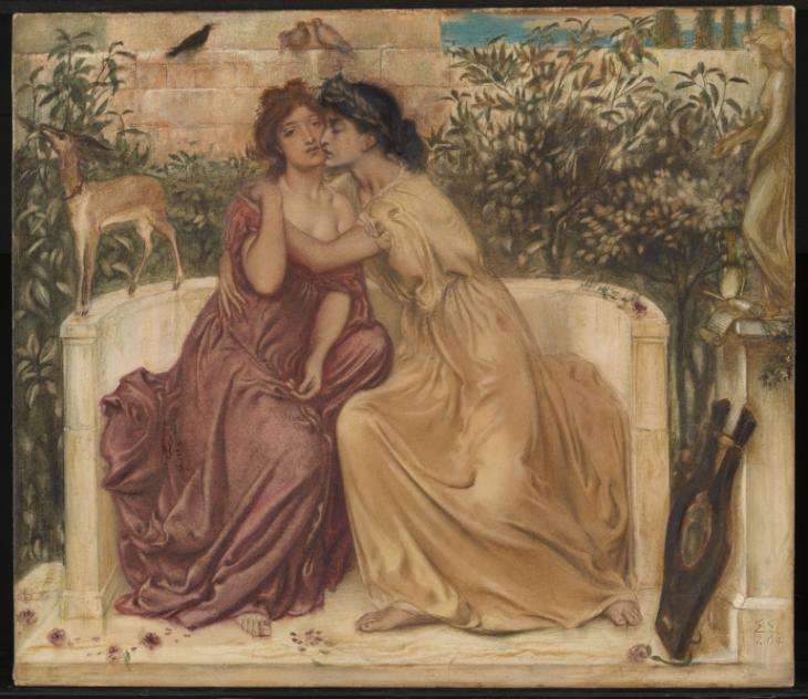 Simeon Solomon. Sappho and Erin in the garden
