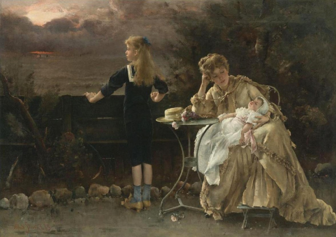 Alfred Emil-Leopold Stevens. The mother and children