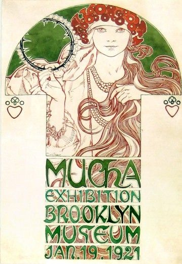 Alfonse Mucha. Poster design for exhibition Flies in the Brooklyn Museum, new York, January-February 1921