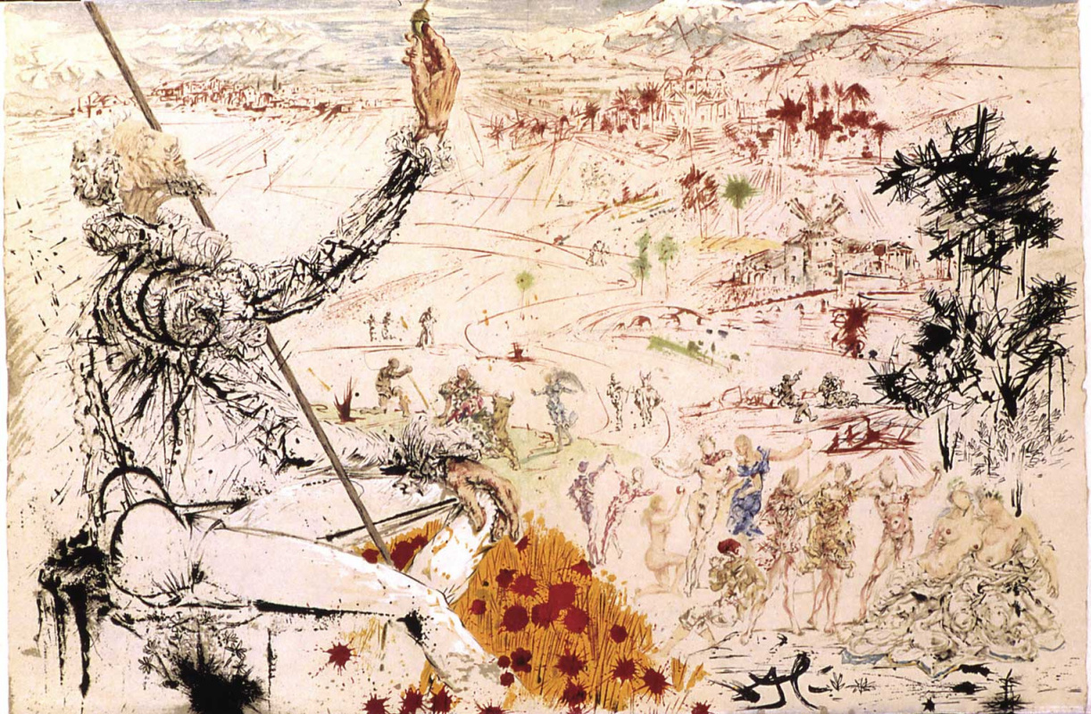 Salvador Dali. Don Quixote. The Golden age (illustration for the "Don Quixote" novel)